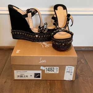 Christian Louboutin studded wedge, size 39